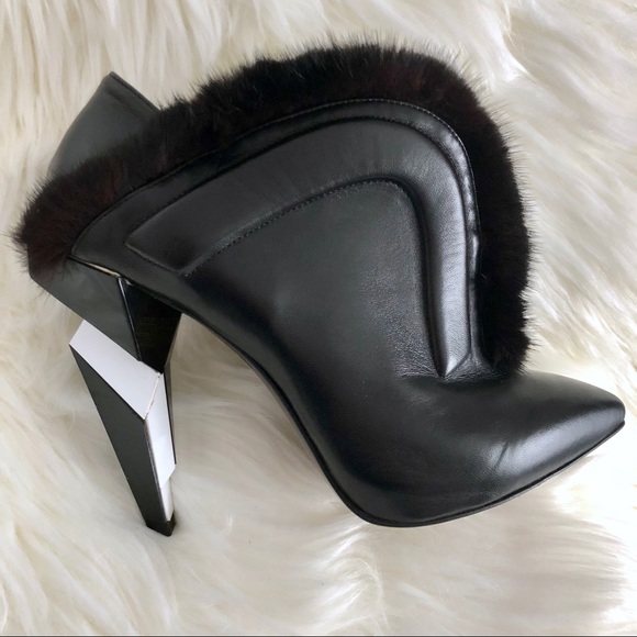 FENDI Lamb Leather & Mink Ankle Boot - Picture 3 of 8
